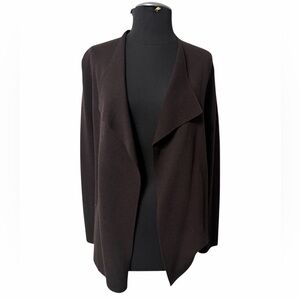 NWT Eileen Fisher Silk Cotton Interlock Knit Draped Cardigan Chocolate
Brown PM